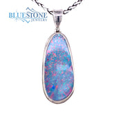 Extra Large Sterling Silver Large Pendant with One Australian Opal, Co